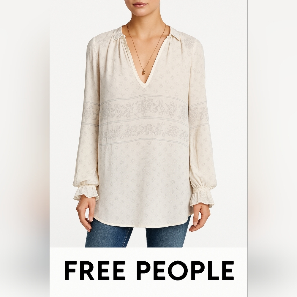 FREE PEOPLE Boho Victorian Summer Cottagecore Tunic‎ flowy blouse (#23)